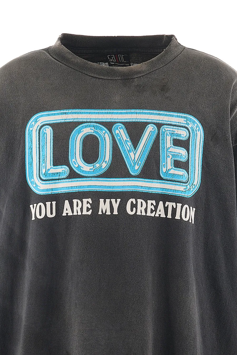 SAINT Mxxxxxx LS TEE/LOVE/BLK LOVE Love Thousand Paper Cranes distressed long sleeves with holes, washed black S-XL, look for cylindrical fabrics without side seams, don’t buy open ones anymore, boring Assute ready-made garments dyed, the whole piece is spray-painted and faded, the collar and cuffs are frayed, many places are worn, the original printing is restored/accessories are complete, with little angel anti-counterfeiting label